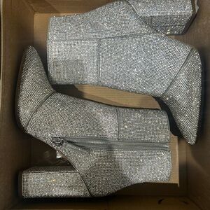 Silver Rhinestone Ankle Boots Steve Madden